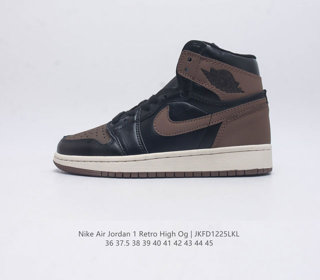 耐克 男女鞋 Nike Air Jordan 1 Retro High Og 乔丹一代aj1 乔1 Aj1 篮球鞋复刻运动鞋 皮面高帮板鞋的设计灵感源自运动夹克