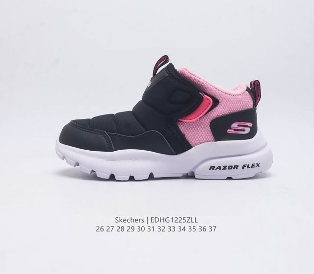 童鞋 Skechers 斯凯奇 雪地靴 男女童中帮跑步鞋 小童大童休闲鞋真皮平底舒适透气休闲板鞋儿童魔术贴运动鞋 护踝儿童运动跑步鞋中大童轻便透气舒适跑步鞋 一