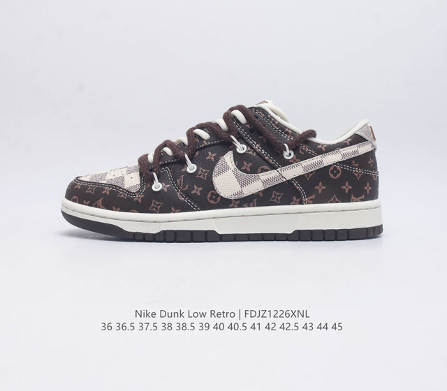 耐克 Nike Dunk Low Retro 运动鞋复古解构绑带板鞋 路易威登联名款 作为 80 年代经典篮球鞋款 起初专为硬木球场打造 后来成为席卷街头的时尚