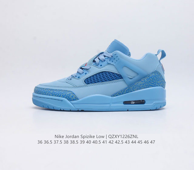 耐克 Nike Jordan Spizike Low 经典爆裂纹复古运动篮球鞋 全新低帮造型吸睛 整双鞋在融合了 Air Jordan 经典鞋款中的标志性元素之