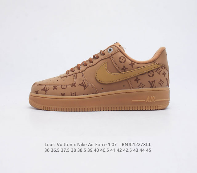 Louis Vuitton X Nike Air Force 1 Low 路易威登联名 耐克 空军一号 Af1 低帮百搭休闲厚底增高运动板鞋 柔软 弹性十足的缓