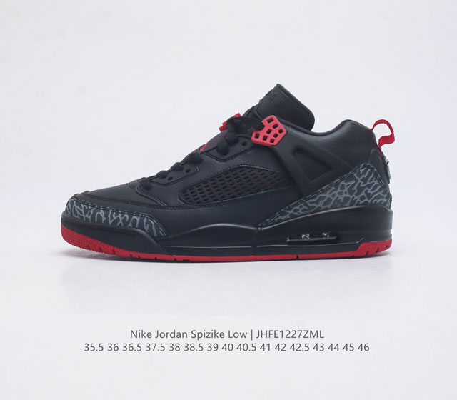 公司级 头层皮 耐克 Nike Jordan Spizike Low 经典爆裂纹复古运动篮球鞋 全新低帮造型吸睛 整双鞋在融合了 Air Jordan 经典鞋款