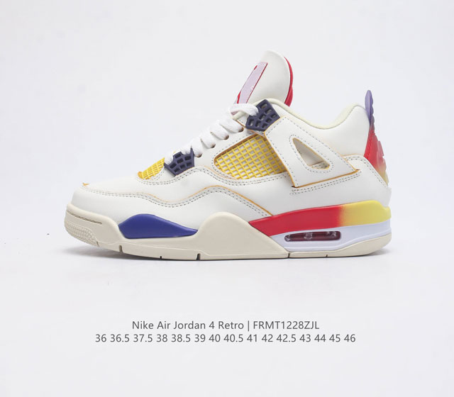 耐克 Nike Air Jordan 4 Retro Og迈克尔 乔丹aj4代乔4 中帮复古休闲运动文化篮球鞋 秉承轻量化的速度型篮球鞋设计思想完成设计 降低重