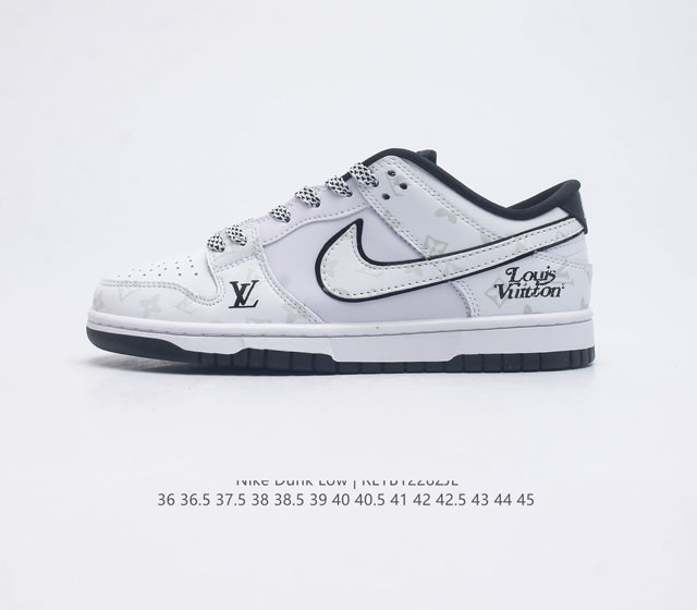 真标 耐克 Nike Sb Dunk Low Pro X Lv 路易威登 联名 复古低帮休闲运动滑板板鞋 采用脚感柔软舒适zoomair气垫 有效吸收滑板等极限