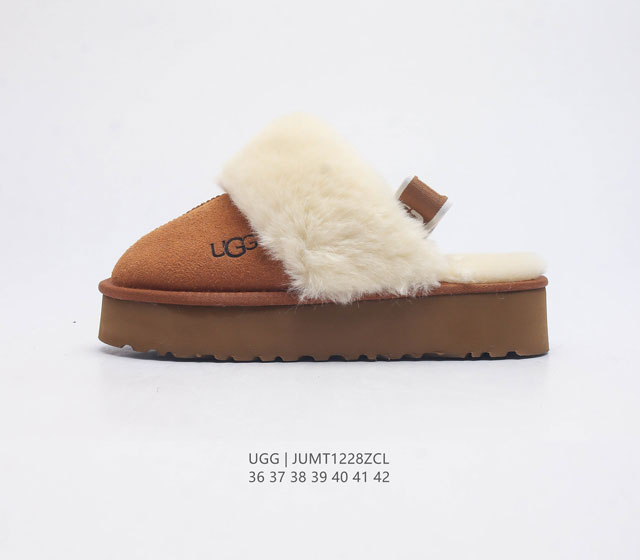 Ugg 棉拖 雪地靴 俏皮可爱的百变造型 美国轻奢品牌ugg 平底系列冬季羊毛一体雪地休闲保暖毛毛家居包头棉拖鞋 官方同步包装 检验标 材料采用原厂防污防水皮料