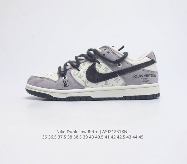 真标 耐克 Nike Sb Dunk Low Pro X Lv 路易威登 联名 复古低帮休闲运动滑板板鞋 采用脚感柔软舒适zoomair气垫 有效吸收滑板等极限 - 点击图像关闭