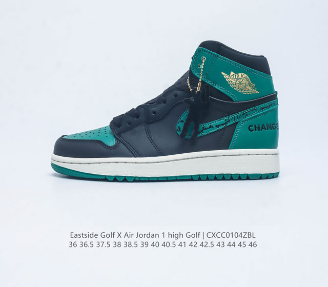 公司级eastside Golf X Air Jordan Aj1 High Golf 联名黑绿高帮 为了纪念1961年美巡赛废除了对非白人高尔夫球员禁令的重要