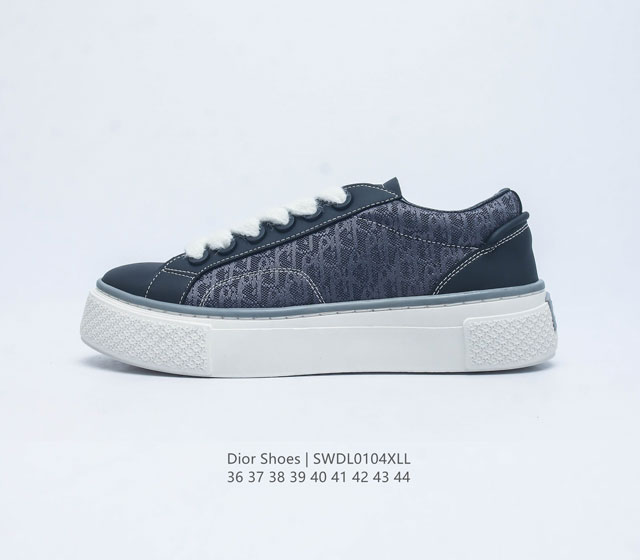 Dior Shoes 迪奥高奢品牌小白鞋 时尚板鞋 舒适脚感 厚底增高抗磨底 休闲百搭板鞋男士运动鞋 码数 36-44 编码 Swdl0104