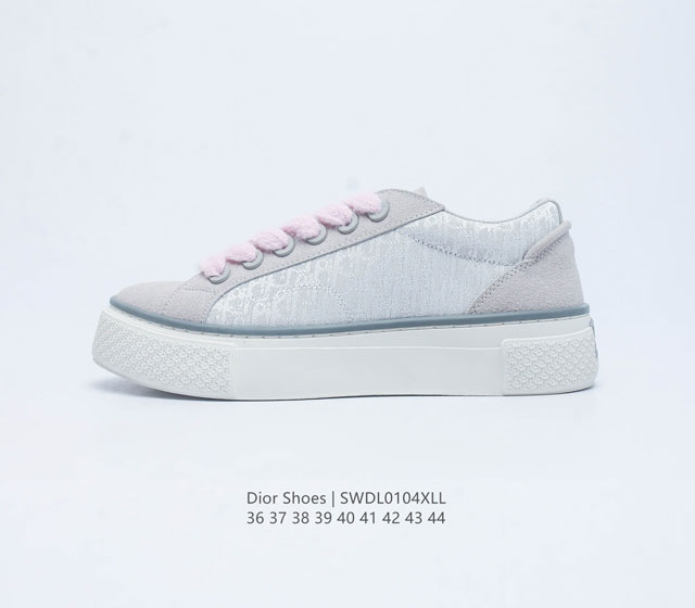 Dior Shoes 迪奥高奢品牌小白鞋 时尚板鞋 舒适脚感 厚底增高抗磨底 休闲百搭板鞋男士运动鞋 码数 36-44 编码 Swdl0104