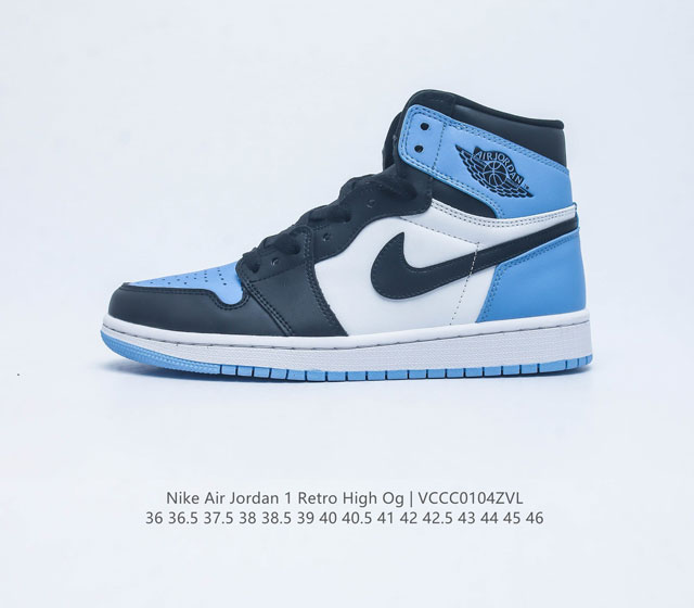 耐克 男女运动鞋 Nike Air Jordan 1 Retro High Og 乔丹一代aj1 乔1 Aj1 篮球鞋复刻运动鞋 皮面高帮板鞋的设计灵感源自运动