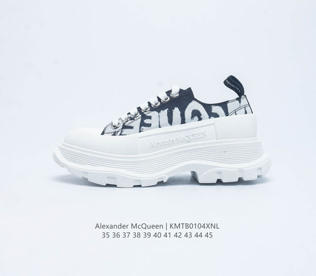 意大利高奢品牌-亚历山大 麦昆 Alexander Mcqueen Sole Sneakers 低帮时装厚底显高百搭休闲松糕鞋 女式厚底增高帆布鞋 新款 官方同