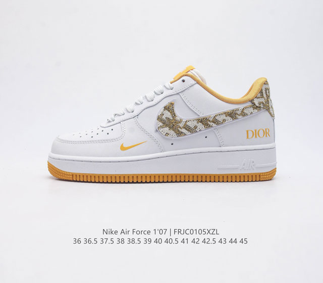 Dior X Nike Air Force 1 Low 联名空军一号休闲板鞋 原楦头原纸板 清洁度完美 全掌内置蜂窝气垫 中底钢印 拉帮完美 货号 Dr6239