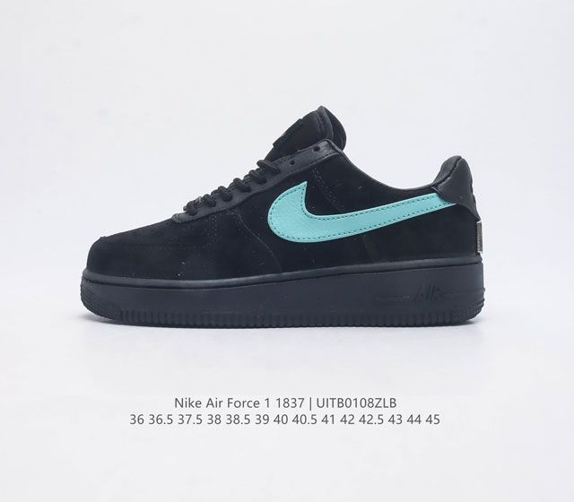 联名奢侈品大牌-蒂芙尼 Tiffany & Co X Nike Air Force 1 Low Sp 1837 空军一号经典低帮百搭休闲运动板鞋 联名黑蒂芙尼蓝