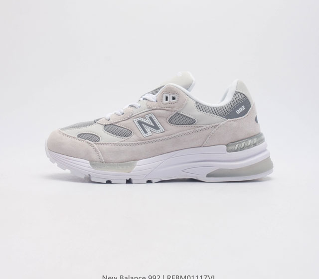 新百伦new Balance 992 复古风格简约经典舒适百搭时尚休闲鞋缓震透气跑步鞋 鞋面采用猪皮革与织物相结合 尼龙网布在拼接工序上极为繁复 彰显质感的同时