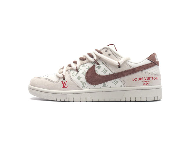 耐克 Nike Dunk Low Retro 运动鞋复古解构绑带板鞋 双鞋带 路易威登联名款 作为 80 年代经典篮球鞋款 起初专为硬木球场打造 后来成为席卷街