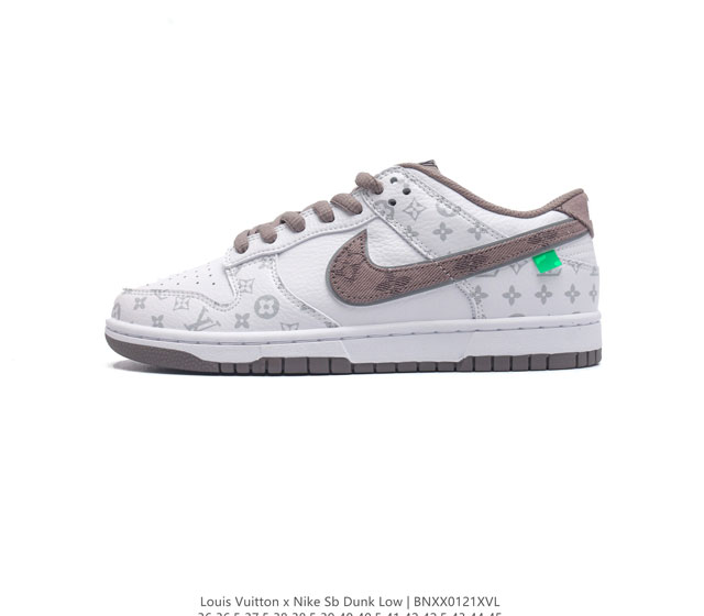 真标 耐克 Nike Sb Dunk Low Pro X Lv 路易威登 联名 复古低帮休闲运动滑板板鞋 采用脚感柔软舒适zoomair气垫 有效吸收滑板等极限