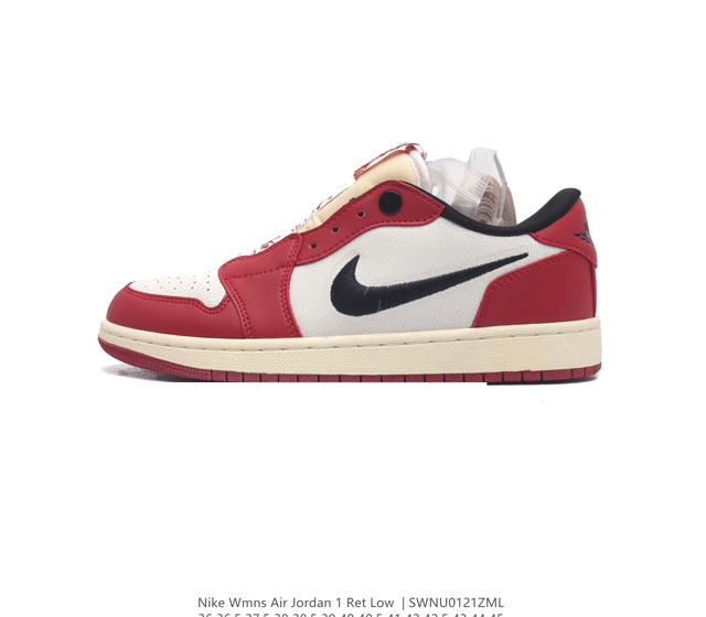 耐克 乔丹nike Air Jordan 1 Ret Low Slip 低帮aj 1 刺绣logo 一脚蹬 黑脚趾 Aj1 乔丹1代 一代 Aj1 乔1 刺绣勾