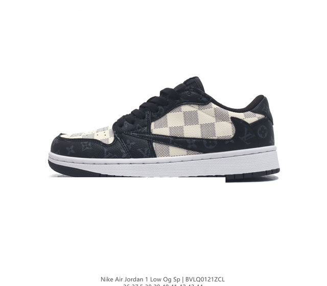 当红嘻哈歌手特拉维斯 斯科特联乘路易威登louis Vuitton X Travis Scott X Nike Air Jordan 1 Low Og Sp D