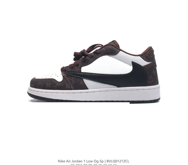 当红嘻哈歌手特拉维斯 斯科特联乘路易威登louis Vuitton X Travis Scott X Nike Air Jordan 1 Low Og Sp D