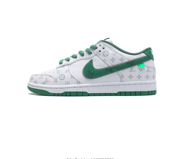 真标 耐克 Nike Sb Dunk Low Pro X Lv 路易威登 联名 复古低帮休闲运动滑板板鞋 采用脚感柔软舒适zoomair气垫 有效吸收滑板等极限