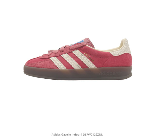 阿迪达斯 Adidas Originals Gazelle Indoor 复古三叶草防滑透明橡胶板鞋经典运动鞋 这款经典鞋 忠于原版设计 缀撞色三条纹和鞋跟饰片