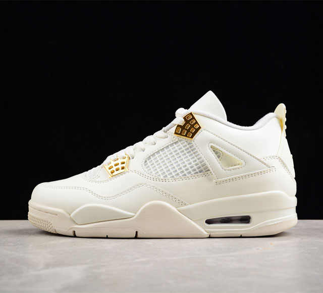 Air Jordan 4 Retro Wnns Vivid Sulfur 米白金 Aj4 乔丹4代乔丹篮球鞋aq9129-170 鞋身整体采用米白色皮革鞋面设计