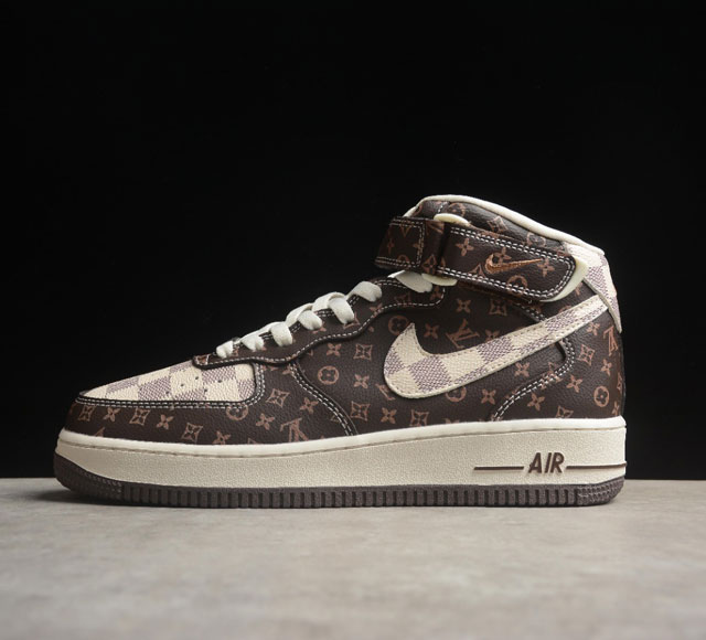 Nk Air Force 1'07 Mid Lv联名-经典棕印花 空军一号中帮休闲板鞋 Dv0688-200 打造纯正空军版型#专注外贸渠道 全掌内置蜂窝气垫