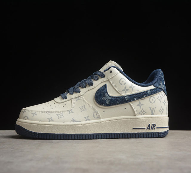 Louis Vuitton X Nk Air Force 1'07 Low 米深兰花纹 联名定制 空军一号低帮休闲板鞋 Lu0251-133 打造纯正空军版型#