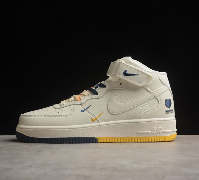 Nk Air Force 1'07 Mid 米黄蓝 孟菲斯灰熊城市限定 空军一号中帮运动休闲板鞋 Ml5369-215 打造纯正空军版型#专注外贸渠道 全掌内置