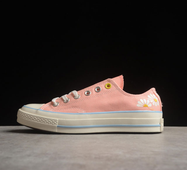 Converse Chuck 1970S 匡威粉色雏菊印花 低帮休闲帆布鞋 A09107C 原鞋开发 原材原料 开模打造正品一致md大底 打造质轻 舒适效果柔软