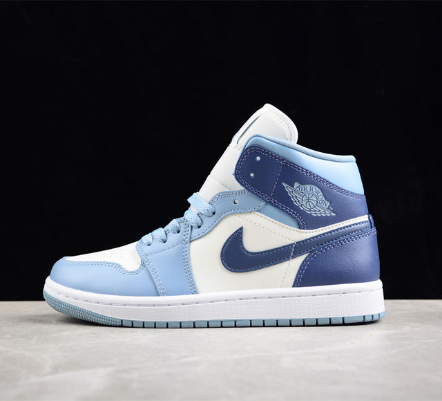 Cj版纯原 Air Jordan 1 Mid Aj1 乔1白蓝 中邦文化休闲板鞋 Bq6472-140 尺码 35 5 36 36 5 37 5 38 38 5