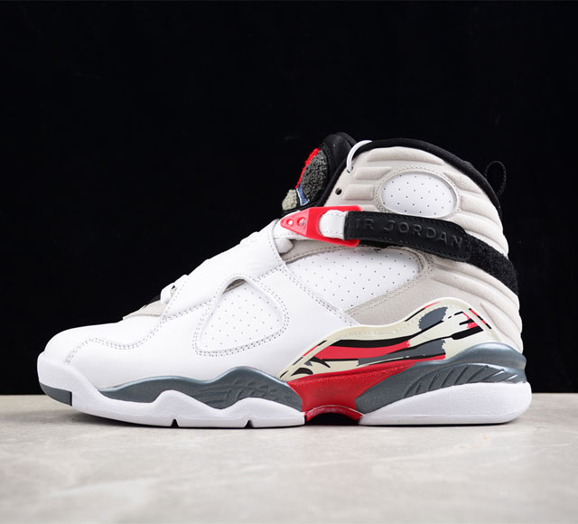 Air Jordan 8 Bugs Bunny Aj8 乔8兔八哥 白灰红 全头层 篮球鞋 305381-103 #以雪茄为灵感打造 以米色为主色调 金色 红色