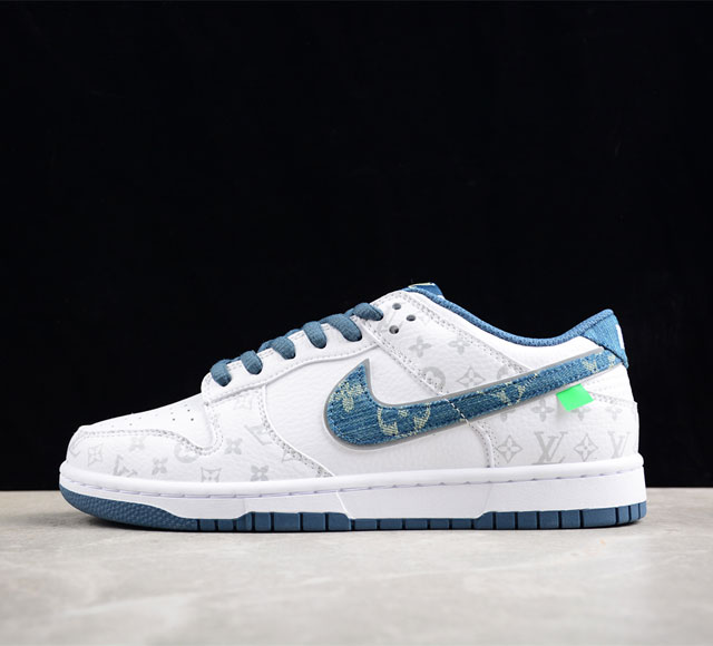 Lv X Nk Sb Dunk Low 联名深蓝印花配色 低帮休闲运动滑板板鞋 Lv0526-593 #3M反光 大厂纯原品质出货 纯正版型 定制鞋盒 皮料切割