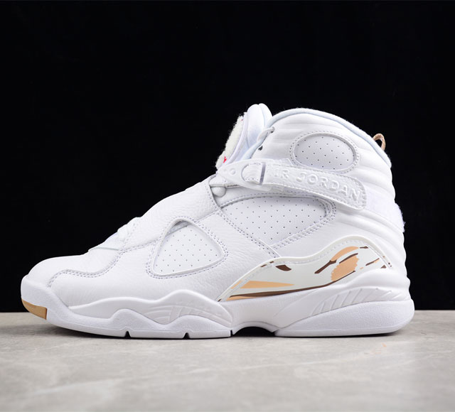 Air Jordan 8 Aj8Ovo Aj8 乔8白金 猫头鹰联名 全头层 篮球鞋货号 Aa1239-135 #以雪茄为灵感打造 以米色为主色调 金色 红色点