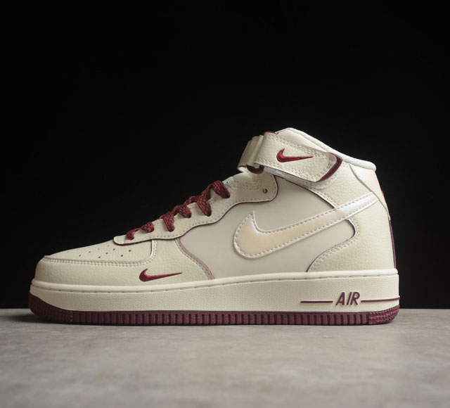 Nk Air Force 1'07 Mid 酒红珠光小勾 空军一号中帮休闲板鞋 Sg2356-803 打造纯正空军版型#专注外贸渠道 全掌内置蜂窝气垫 #原盒配