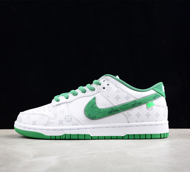 Nk Sb Dunk Low Louis Vuitton联名绿色印花配色 低帮休闲运动滑板板鞋 Lv0526-597 #3M反光 大厂纯原品质出货 纯正版型 定