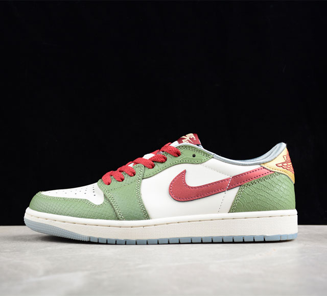 Cj版纯原 Air Jordan 1 Low Cny Year Of The Drago Aj1 乔1龙年限定 青龙 低帮文化休闲板鞋 Fn3727- #鞋身整