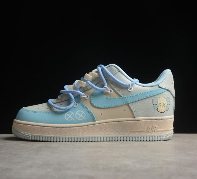 Kaws X Nk Air Force 7 Low 蓝拼接 空军一号定制绑带低帮休闲板鞋 Ks6869-777 打造纯正空军版型#专注外贸渠道 全掌内置蜂窝气垫