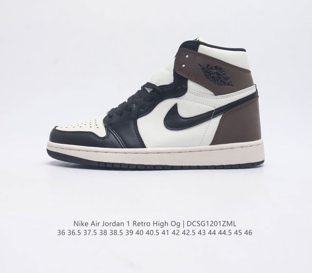 头层皮 耐克 Nike Air Jordan 1 Retro High Og 乔丹一代aj1 乔1 Aj1 篮球鞋复刻运动鞋 皮面高帮板鞋的设计灵感源自运动夹克