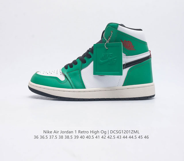 头层皮 耐克 Nike Air Jordan 1 Retro High Og 乔丹一代aj1 乔1 Aj1 篮球鞋复刻运动鞋 皮面高帮板鞋的设计灵感源自运动夹克