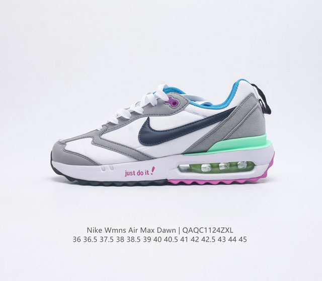 耐克 Nike Air Max Dawn 黎明系列 低帮气垫百搭休闲运动慢跑鞋 从配色上彰显出浓厚的复古气质 最大的亮点当属鞋型设计上加入结构元素 汲取1984