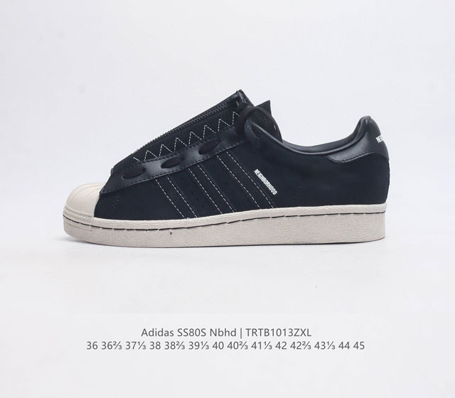 公司级阿迪达斯 Adidas Superstar 三叶草经典贝壳头系列 新款休闲板鞋潮流男女士运动鞋 鞋面织物材质 标志性的贝壳鞋头 锯齿三条纹 简约的线条 就