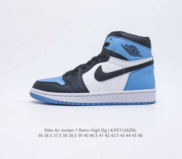 耐克 Nike Air Jordan 1 Retro High Og 乔丹一代篮球鞋复刻运动鞋 皮面高帮板鞋的设计灵感源自运动夹克 带你重温入选球队时刻 采用经