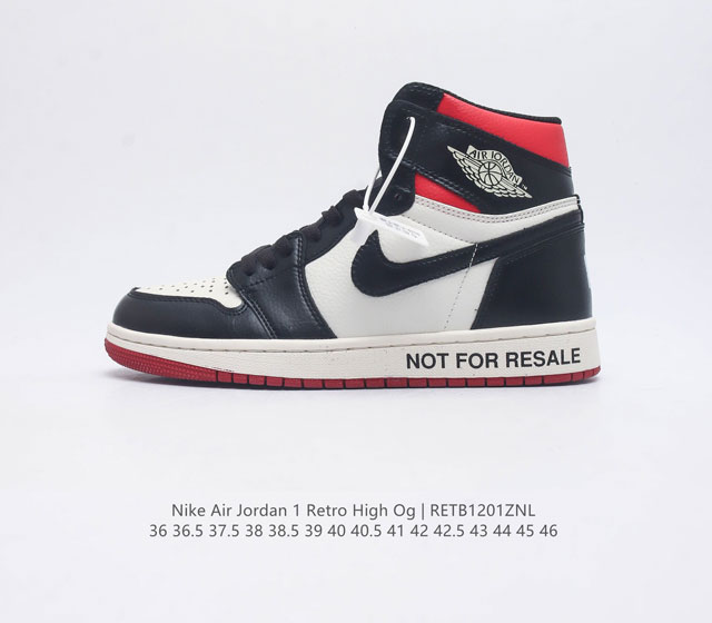 耐克 Nike Air Jordan 1 Retro High Og 乔丹一代aj1 乔1 Aj1 篮球鞋复刻运动鞋 皮面高帮板鞋的设计灵感源自运动夹克 带你重