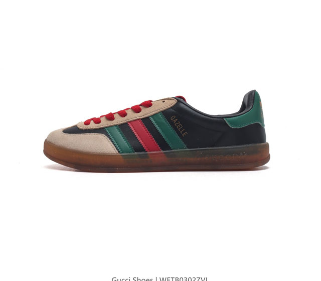 阿迪达斯 Adidas Originals X Gucci Gazelle 阿迪古驰联名经典休闲板鞋 复古男女运动鞋 融汇两个品牌丰富且历史悠久的典藏元素, A