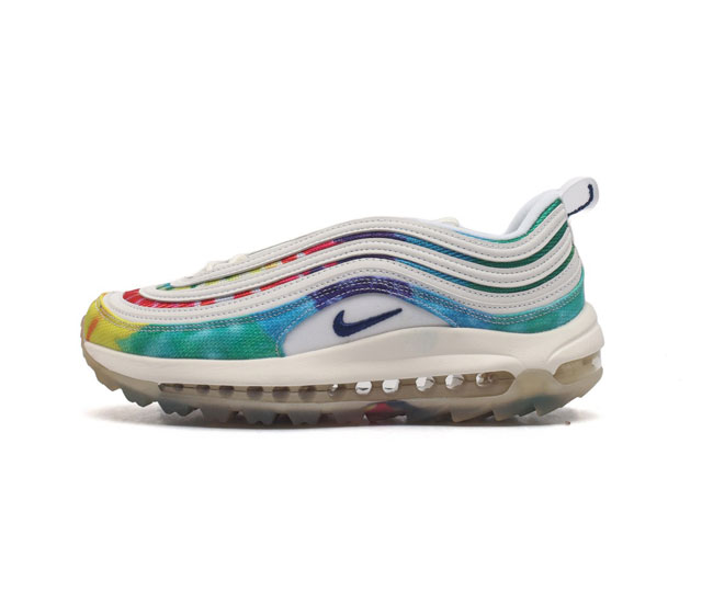 原价 元 耐克nike Air Max 97 G Nrg P气垫增高厚底运动鞋 高尔夫扎染大厂纯原出品 绝对充正品质 韩单指定代工 鞋面以扎染织物搭配白色线条点