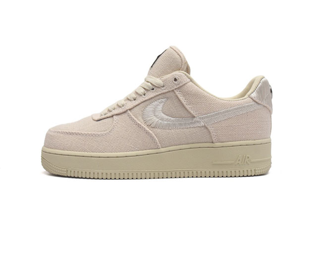 耐克 Stussy X Nike Air Force 1 '07 斯图西联名 空军一号厚底增高百搭运动板鞋 反光原楦头原纸板 打造纯正空军版型 外贸渠道 全掌内