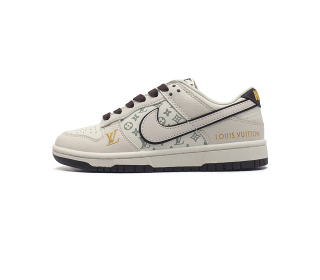 耐克 Nike Sb Dunk Low Pro X Lv 路易威登 联名 复古低帮休闲运动滑板板鞋 采用脚感柔软舒适zoomair气垫 有效吸收滑板等极限运动在