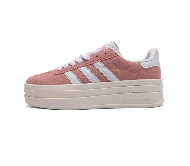 阿迪达斯 Adidas 三叶草女鞋gazelle Bold复古怀旧风厚底增高运动板鞋潮 阿迪达斯万年不败的人气鞋款gazelle 以三层厚磅鞋底设计 一层层的堆