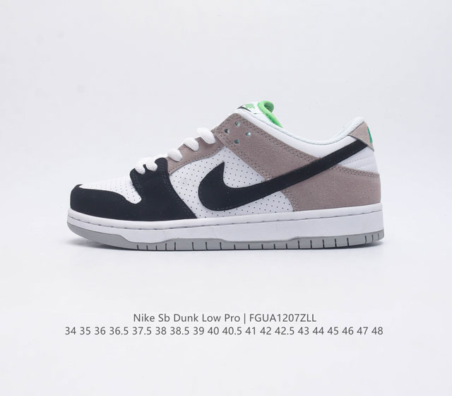 耐克 Nike Sb Dunk Low Pro 男 女滑板鞋 经典复古运动鞋 采用低帮设计 塑就经典 Dunk 风格 鞋垫后跟搭载 Zoom Air 气垫 加衬